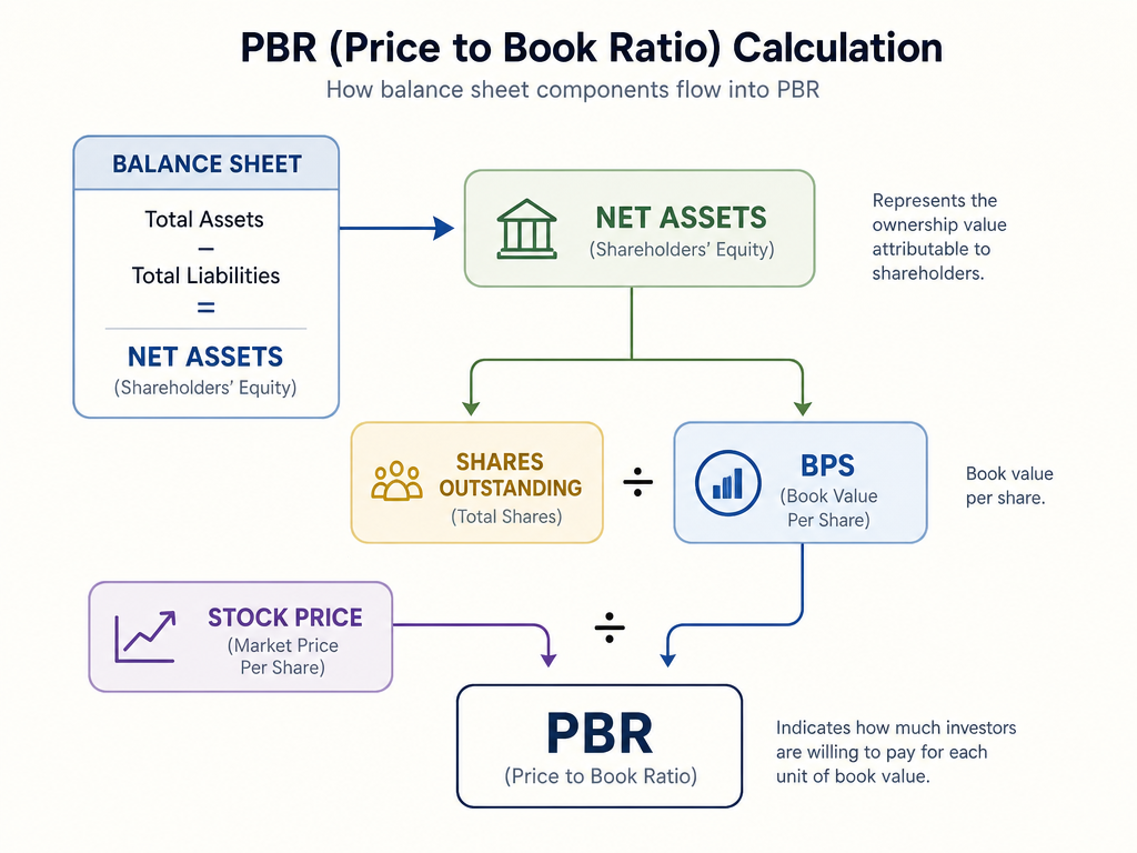 PBR（株価純資産倍率）の計算構造を示す図解