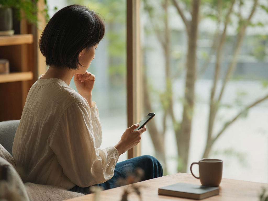 記事内容に関連した、情報を落ち着いて確認する様子のイメージ写真