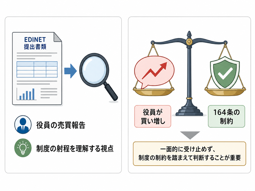 個人投資家の視座を示すインフォグラフィック：開示報告書の読み方と短期売買規制による情報の冷静な解釈を図解